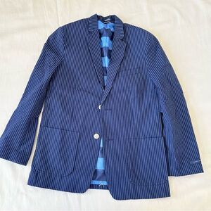 Tommy Hilfiger Boys Blazer Jacket Striped Navy Button Formal Dressy New 16